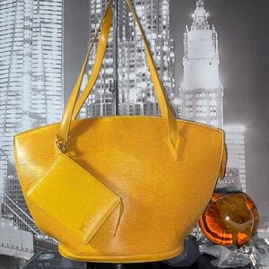 Yellow Louis Vuitton Epi Saint Jacques Shoulder Bag with a small purse. Bundle